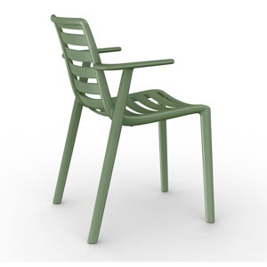 Sada 2 olivově zelených zahradních židlí s područkami Resol Slatkat