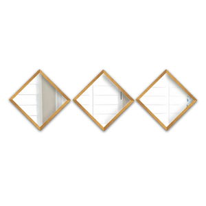Sada 3 nástěnných zrcadel s rámem ve zlaté barvě Oyo Concept Luna, 24 x 24 cm