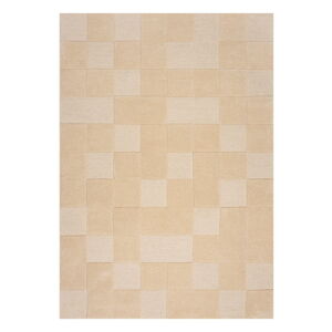 Béžový vlněný koberec 230x160 cm Checkerboard - Flair Rugs