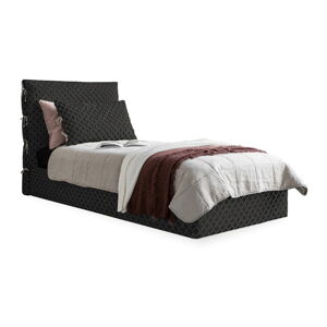 Černá čalouněná jednolůžková postel s roštem 90x200 cm Sleepy Luna – Miuform