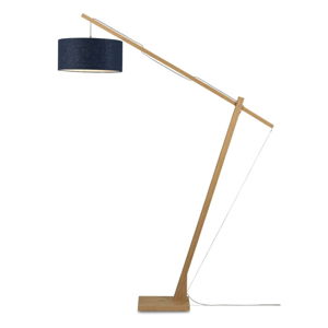Stojací lampa s tmavě modrým stínidlem a konstrukcí z bambusu Good&Mojo Montblanc