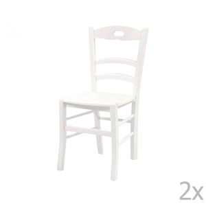 Sada 2 bílých židlí z masivního dřeva Evergreen House Wooden