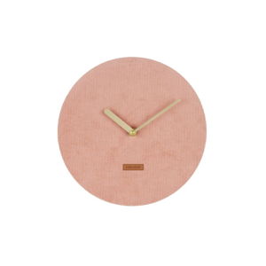 Růžové nástěnné hodiny s manšestrem Karlsson Corduroy, ⌀ 25 cm