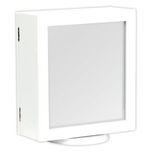 Bílý stolek se zrcadlem a úložným prostorem Mauro Ferretti Specchio, 30 x 35 cm