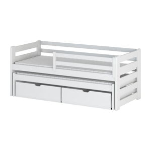 Bílá dětská postel s výsuvným lůžkem s úložným prostorem 90x200 cm Senso - Lano Meble