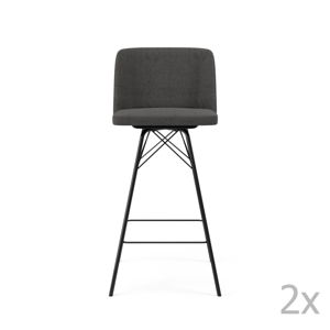 Sada 2 antracitově šedých barových židlí Tenzo Tom, výška 99 cm