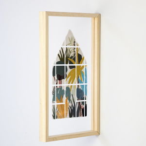 Nástěnná dřevěná dekorace Really Nice Things Jungle Window, 30 x 50 cm
