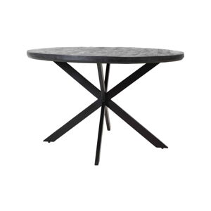 Černý kulatý jídelní stůl s deskou z akácie ø 120 cm Yellov – Light & Living