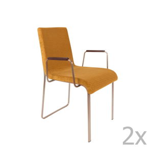 Sada 2 žlutých židlí s područkami Dutchbone Fiore