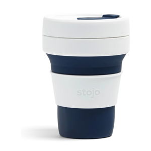 Bílo-tmavě modrý skládací termohrnek Stojo Pocket Cup, 355 ml