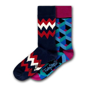 Sada 2 párů modro-červených pánských ponožek Funky Steps, velikost 41 - 45