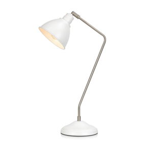 Bílá stolní lampa s detaily ve stříbrné barvě Markslöjd Coast