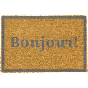 Rohožka z přírodního kokosového vlákna Artsy Doormats Bonjour Grey, 40 x 60 cm