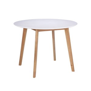 Bílý jídelní stůl s nohami ze dřeva kaučukovníku sømcasa Marta, ⌀ 100 cm