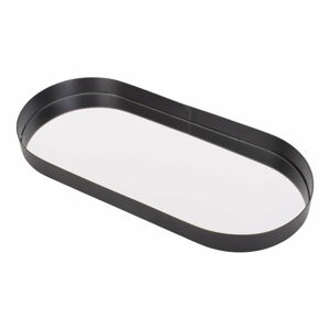 Černý tác se zrcadlem PT LIVING Oval, šířka 18 cm