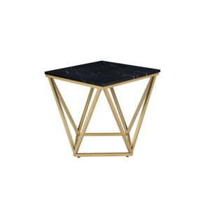 Odkládací stolek ve zlaté barvě se černou deskou Monobeli Marble