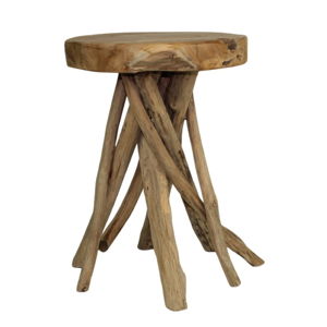 Stolička z teakového dřeva HSM collection Branch, ⌀ 33 cm