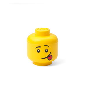 Žlutá úložná krabice ve tvaru hlavy LEGO® silly, 10,5 x 10,6 x 12 cm