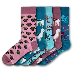 Sada 5 párů barevných ponožek Funky Steps Animal Lover, velikost 35 - 39