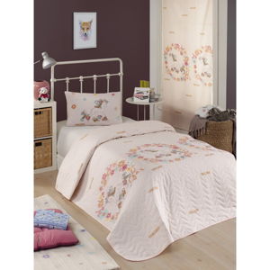 Set přehozu přes postel a povlaku na polštář s příměsí bavlny Eponj Home Unicolor Pink, 160 x 220 cm