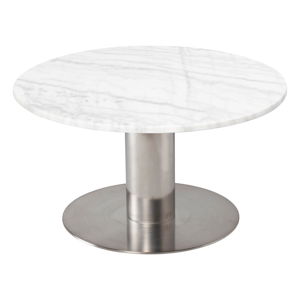 Bílý mramorový konferenční stolek s podnožím ve stříbrné barvě RGE Pepo, ⌀ 85 cm