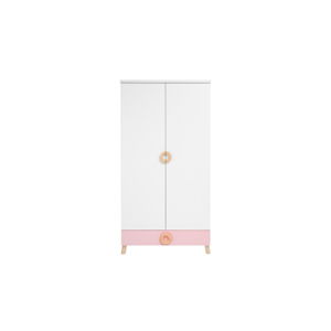 Růžovo-bílá šatní skříň KICOTI Circle