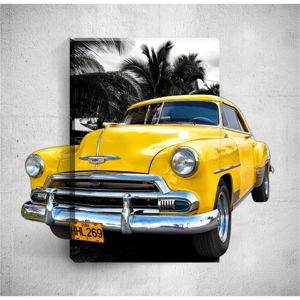 Nástěnný 3D obraz Mosticx Yellow Retro Car, 40 x 60 cm
