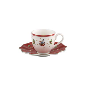 Červeno-bílý porcelánový hrnek s vánočním motivem Villeroy & Boch, 0,1 l