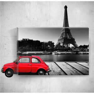 Nástěnný 3D obraz Mosticx Red Car With Eiffel Tower, 40 x 60 cm