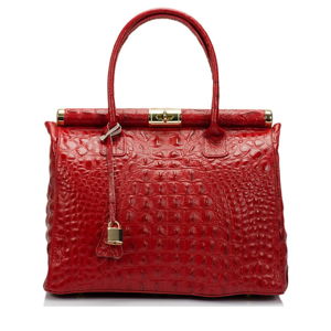 Červená kožená kabelka Lisa Minardi Lantha
