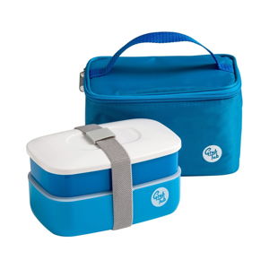 Set modrého svačinového boxu a tašky Premier Housewares Grub Tub, 21 x 13 cm