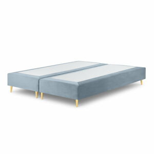 Světle modrá sametová dvoulůžková postel Mazzini Beds Lia, 180 x 200 cm