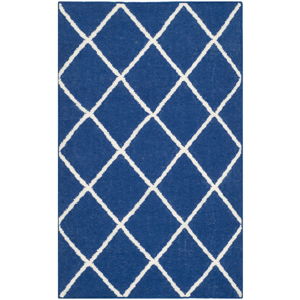 Modrý vlněný koberec Safavieh Fes, 121 x 76 cm