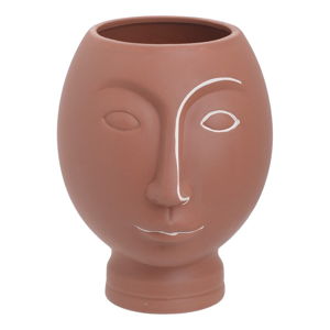 Cihlově červená keramická váza InArt Face, výška 18 cm