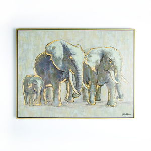 Ručně malovaný obraz Graham & Brown Elephant Family, 80 x 60 cm