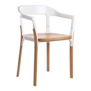 Bílo-hnědá jídelní židle Magis Steelwood