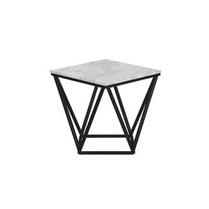 Černý odkládací stolek s bílou deskou Monobeli Marble