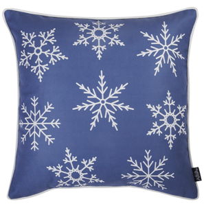 Modrý povlak na polštář s vánočním motivem Mike & Co. NEW YORK Honey Snowflakes, 45 x 45 cm