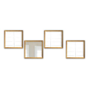 Sada 4 nástěnných zrcadel s rámem ve zlaté barvě Oyo Concept Setayna, 24 x 24 cm