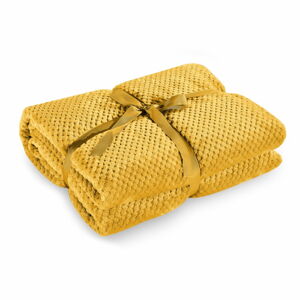 Hořčicově žlutá deka z mikrovlákna DecoKing Henry, 70 x 150 cm