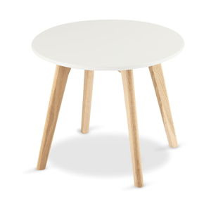 Bílý konferenční stolek s nohami z dubového dřeva Furnhouse Life, Ø 48 cm