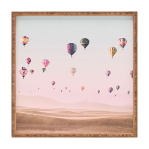 Dřevěný dekorativní servírovací tác Flying Ballons, 40 x 40 cm