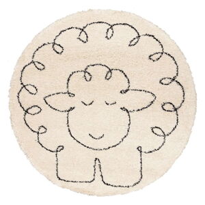 Béžový antialergenní dětský koberec ø 160 cm Fluffy Sheep - Yellow Tipi