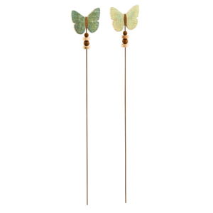 Sada 2 dřevěných zápichů s motivem motýla Ego Dekor, délka 107 cm