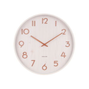Bílé nástěnné hodiny z lipového dřeva Karlsson Pure Large, ø 60 cm