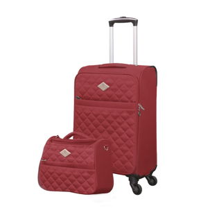 Set červeného cestovního kufru na kolečkách a menšího kufříku GERARD PASQUIER Valises Cabine & Unity Case