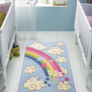 Dětský modrý koberec Confetti Rainbow, 100 x 150 cm