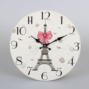 Nástěnné dřevěné hodiny Dakls Paris, ⌀ 34 cm