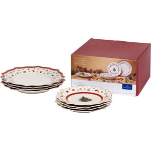 Červeno-bílý porcelánový 8dílný set nádobí s vánočním motivem Villeroy & Boch
