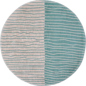 Pratelný kulatý koberec v tyrkysovo-krémové barvě ø 120 cm Yuvarlak – Vitaus